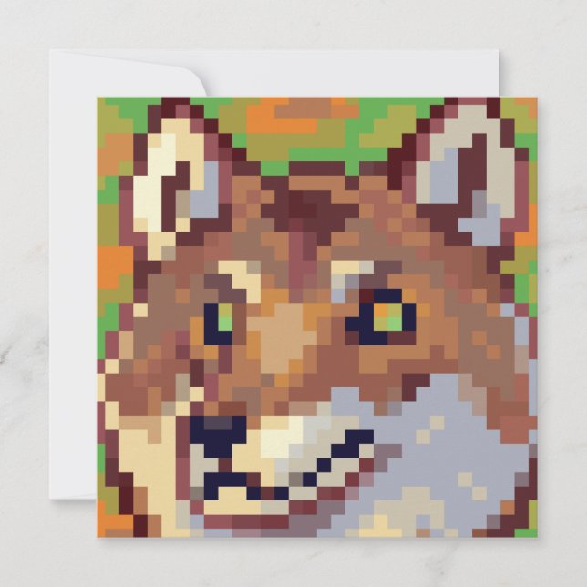 Wolf pixel art, Pixel Art  Holiday Card (Front)