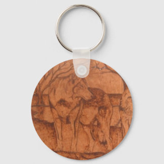 wolf.PNG Wolf Wood Burning Key Ring