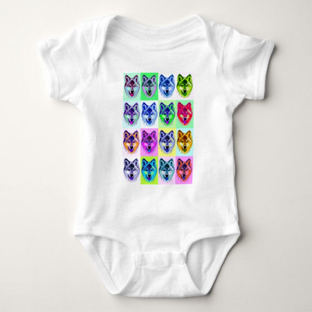 Wolf Pop Art Baby Bodysuit (Front)