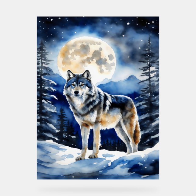 Wolf Portrait Acrylic Sign (Front)