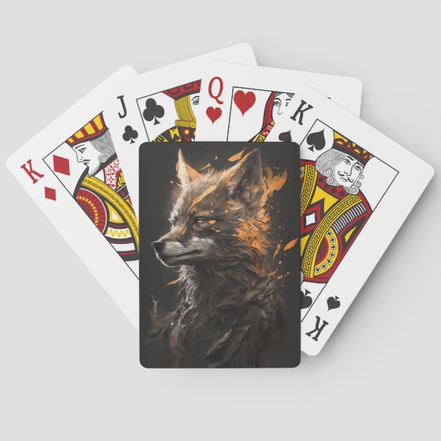 Wolf Portrait Animal Nature Wildlife Art Painting Playing Cards (Back)