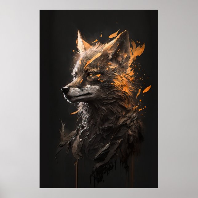 Wolf Portrait Animal Nature Wildlife Art Painting Poster (Front)