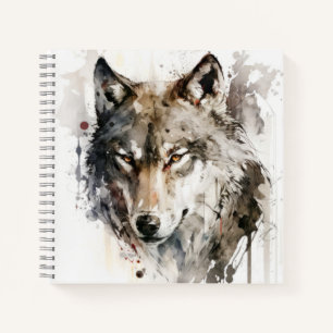 Wolf Portrait Animal Painting Wildlife Forest Notebook