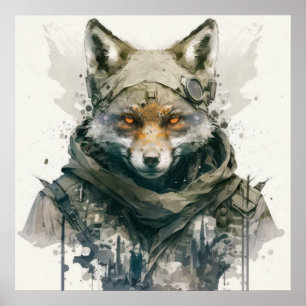 Wolf Portrait Animal Painting Wildlife Forest  Poster