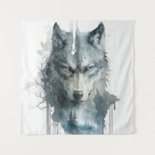 Wolf Portrait Animal Painting Wildlife Forest  Tapestry