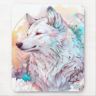 Wolf Portrait Animal Painting Wildlife Outdoors  Mouse Pad