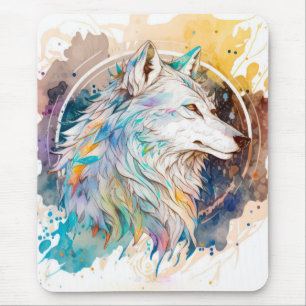 Wolf Portrait Animal Painting Wildlife Outdoors Mouse Pad