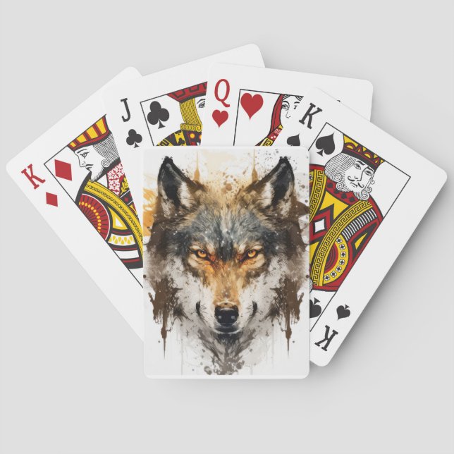 Wolf Portrait Animal Painting Wildlife Outdoors  Playing Cards (Back)