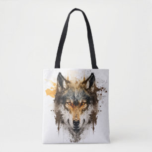 Wolf Portrait Animal Painting Wildlife Outdoors  Tote Bag