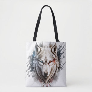 Wolf Portrait Animal Painting Wildlife Outdoors  Tote Bag