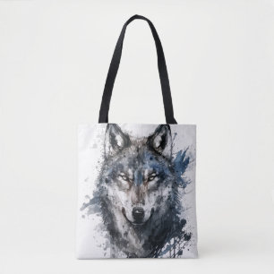 Wolf Portrait Animal Painting Wildlife Outdoors  Tote Bag
