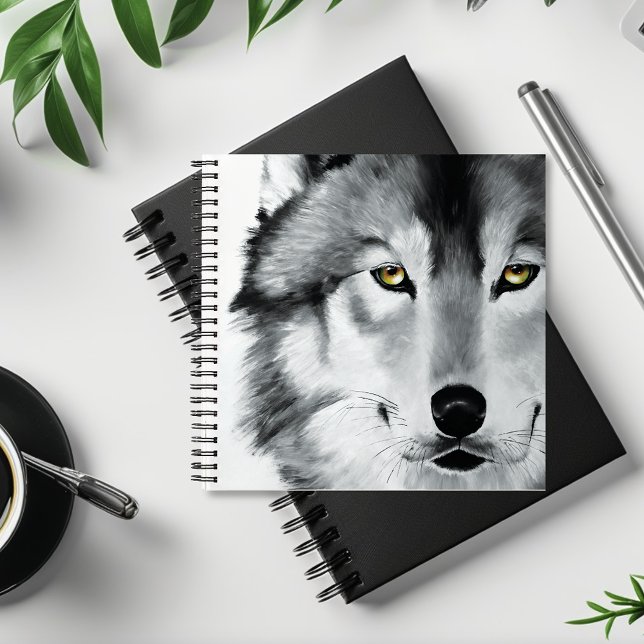 Wolf Portrait Black White Notebook (Creator Uploaded)