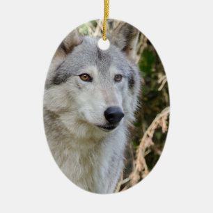 Wolf Portrait Ceramic Ornament
