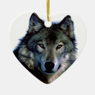 Wolf Portrait Ceramic Tree Decoration