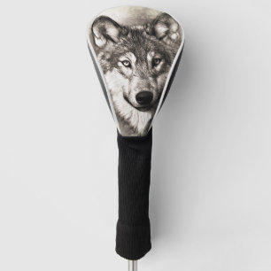 Wolf portrait golf head cover