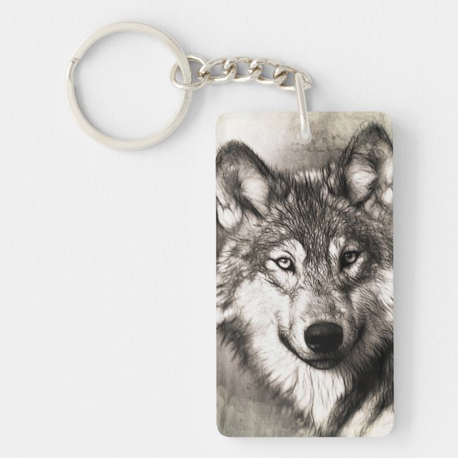 Wolf portrait key ring (Front)