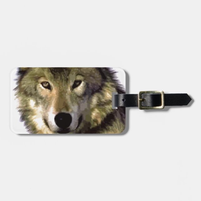 Wolf Portrait Luggage Tag (Front Horizontal)