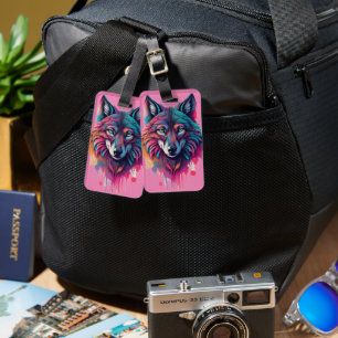 wolf portrait luggage tag