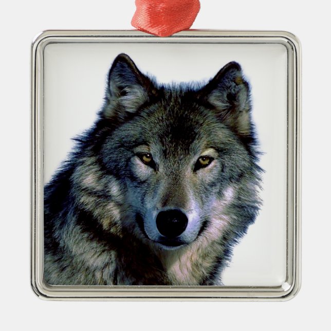 Wolf Portrait Metal Ornament (Front)