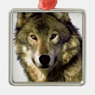 Wolf Portrait Metal Tree Decoration