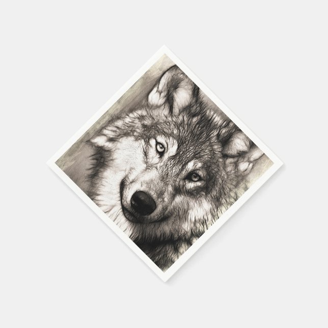 Wolf portrait napkin (Corner)