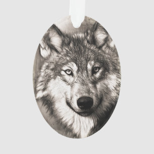 Wolf portrait ornament