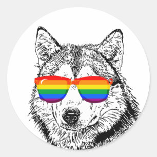 Wolf Pride Sunglasses Classic Round Sticker