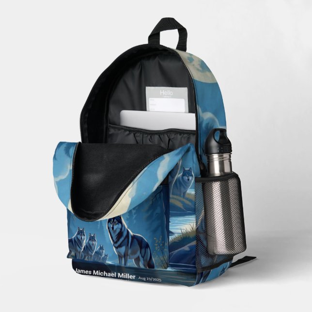 Wolf Print Cut Sew Bag (Back Corner Right (Open))