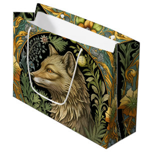 Wolf profile in vintage style large gift bag