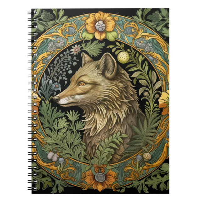 Wolf profile in vintage style notebook (Front)