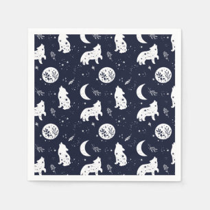 Wolf Pup Howling at the Moon Napkin