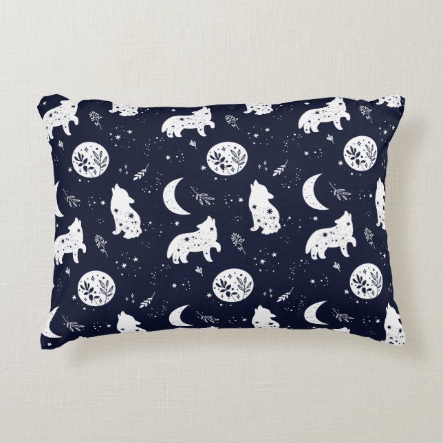 Wolf Pup Howling at the Moon Pillow (Front)
