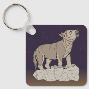 Wolf Pup Howling Key Ring