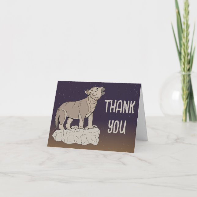 Wolf Pup Howling Thank You Card (Front)