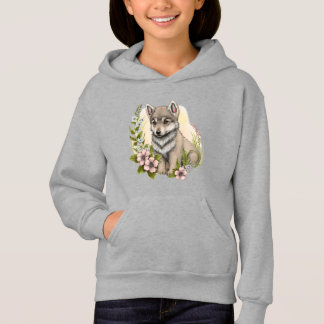 Wolf Pup In A Meadow Girls Sweatshirt