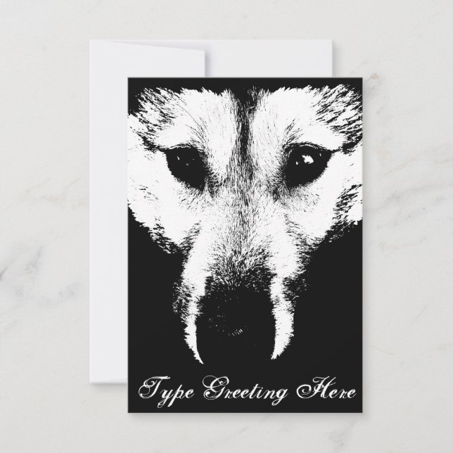 Wolf Pup Invitations Personalised Husky Wolf Card (Front)