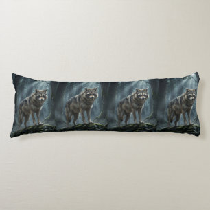 Wolf Racoon Hybrid – Moonlit Woodland Guardian Body Cushion