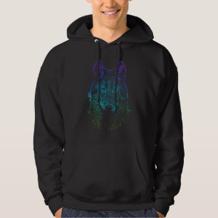 Wolf rainbow drawing animal wildlife hand-drawn ar hoodie