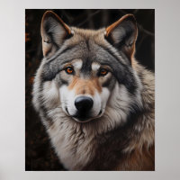 Wolf Realistic Painting Portrait Wildlife Cabin