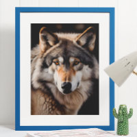Wolf Realistic Painting Portrait Wildlife Cabin