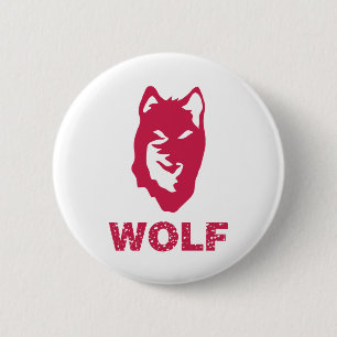 Wolf (Red) 6 Cm Round Badge