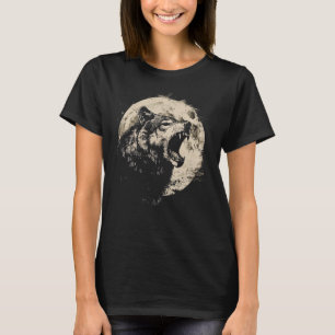 Wolf retro design Moon Grey Howling distressed T-Shirt