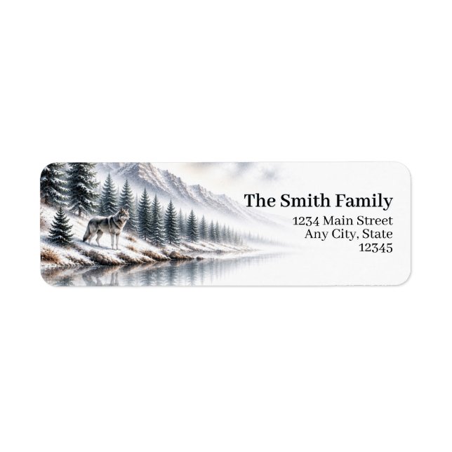 Wolf Return Address Labels | Winter Mountain (Front)