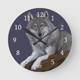 Wolf Round Clock