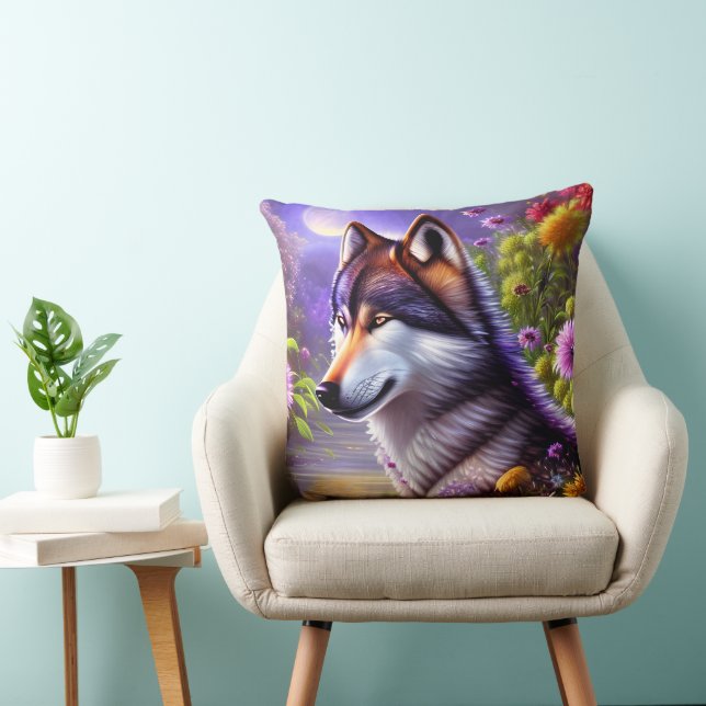 Wolf’s Shadow in the Moonlight Cushion (Chair)
