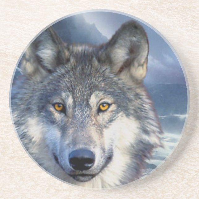 Wolf Sandstone Coaster (Front)