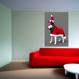 Wolf Santa Claus    AI Art Poster