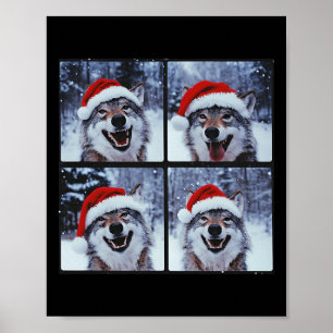 Wolf Santa Hat Animal Photography Christmas Wolf  Poster