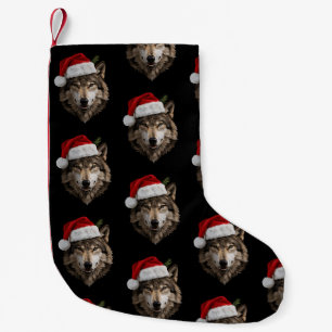 Wolf Santa Hat Portrait Christmas Tree Xmas Small Christmas Stocking