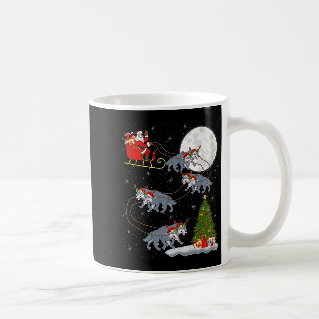 Wolf Santa Sleigh Flying Funny Magical Christmas P Coffee Mug (Right)